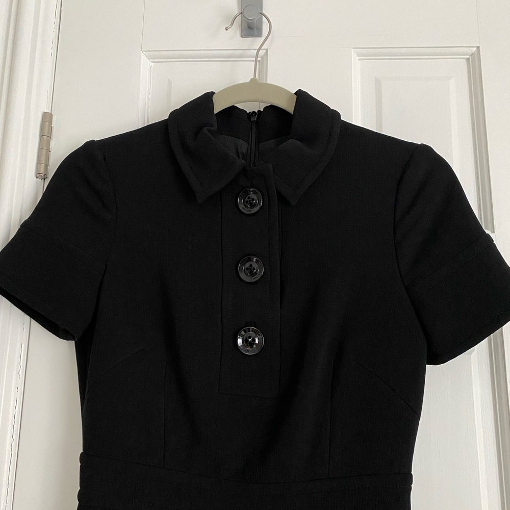 Karen Millen Black Collar Dress with Skater Skirt UK 8 EU 36 US 4 - Picture 2 of 5